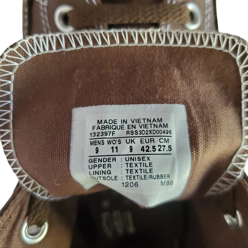 CONVERSE Chuck Taylor All‎ Over Brown Low-Top Lace-Up Sneaker Unisex W 11 | M 9